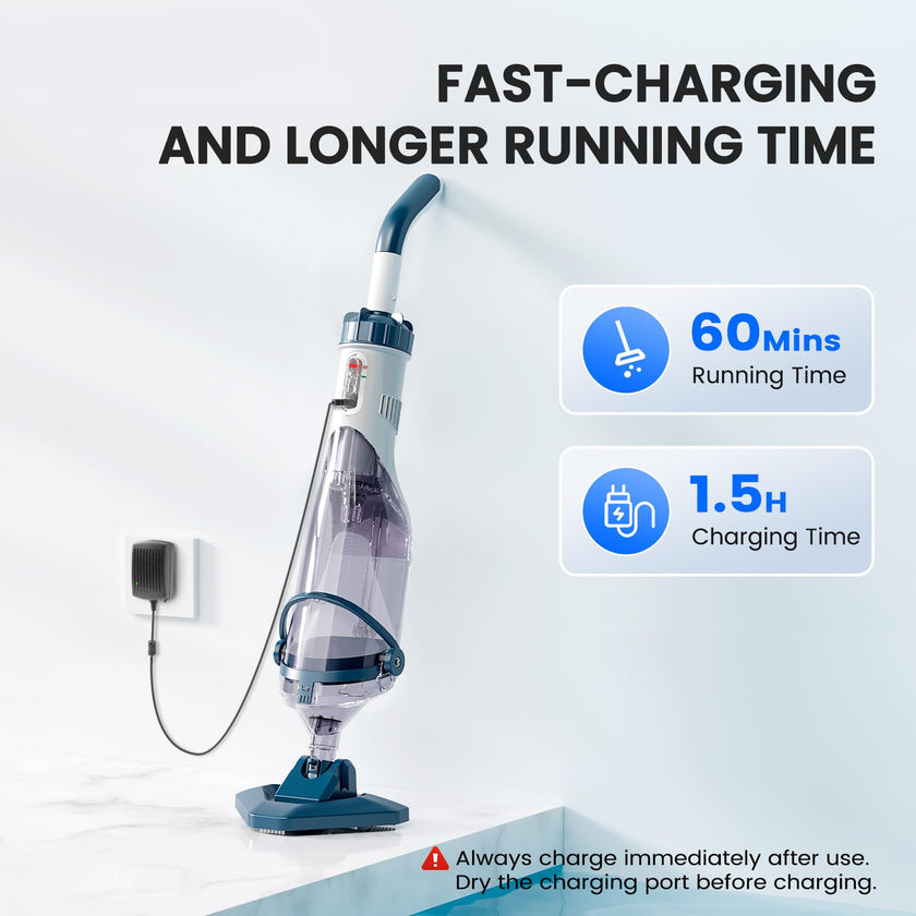 Enhulk Pool Vacuum for Above Ground Pool with Powerful Suction up to 18.5 gallons/min, Running time up to 1H, Handheld Rechargeable Pool Cleaner with a Telescopic Pole, PC10 🍁 All In One Marketplace Canada