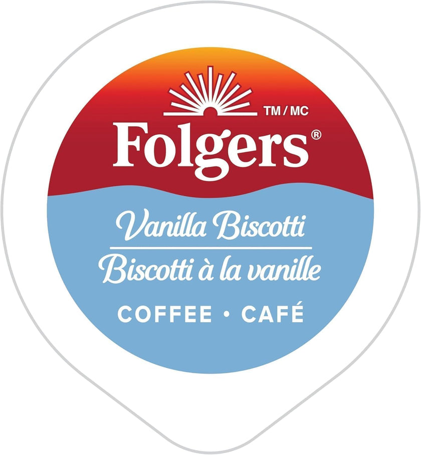 Folgers Vanilla Biscotti Flavoured Light Roast Coffee Pods, Single Serve One Cup Pods made with Arabica Beans for Hot or Iced Drinks, 30 Count (Pack of 1) 🍁 All In One Marketplace Canada