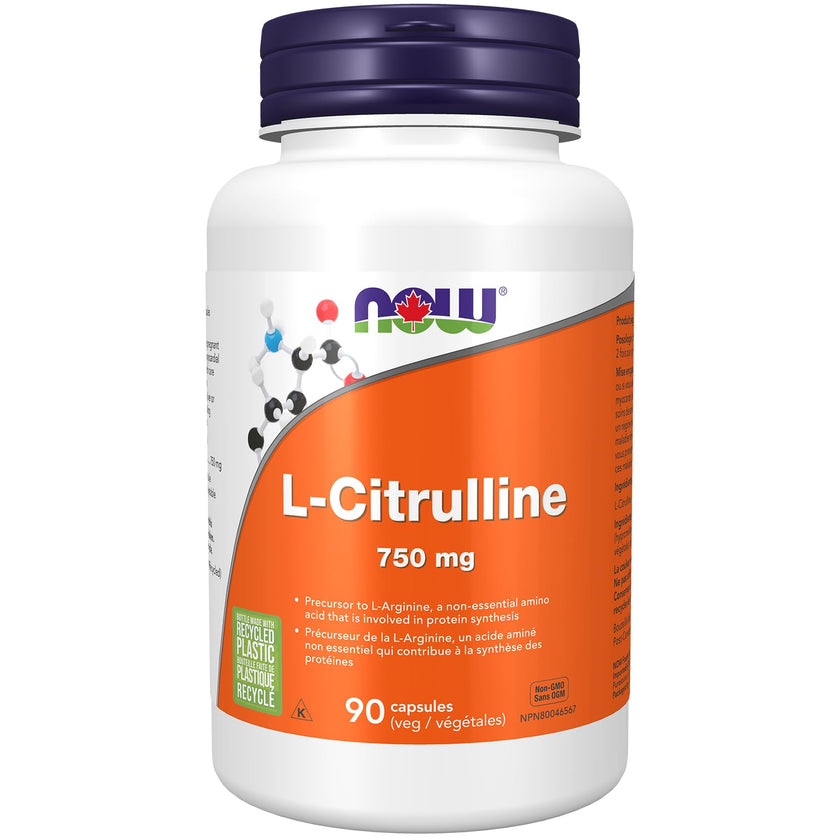 NOW Supplements, L-Citrulline 750 mg, Supports Protein Metabolism, Amino Acid, 90 Veg Capsules 🍁 All In One Marketplace Canada