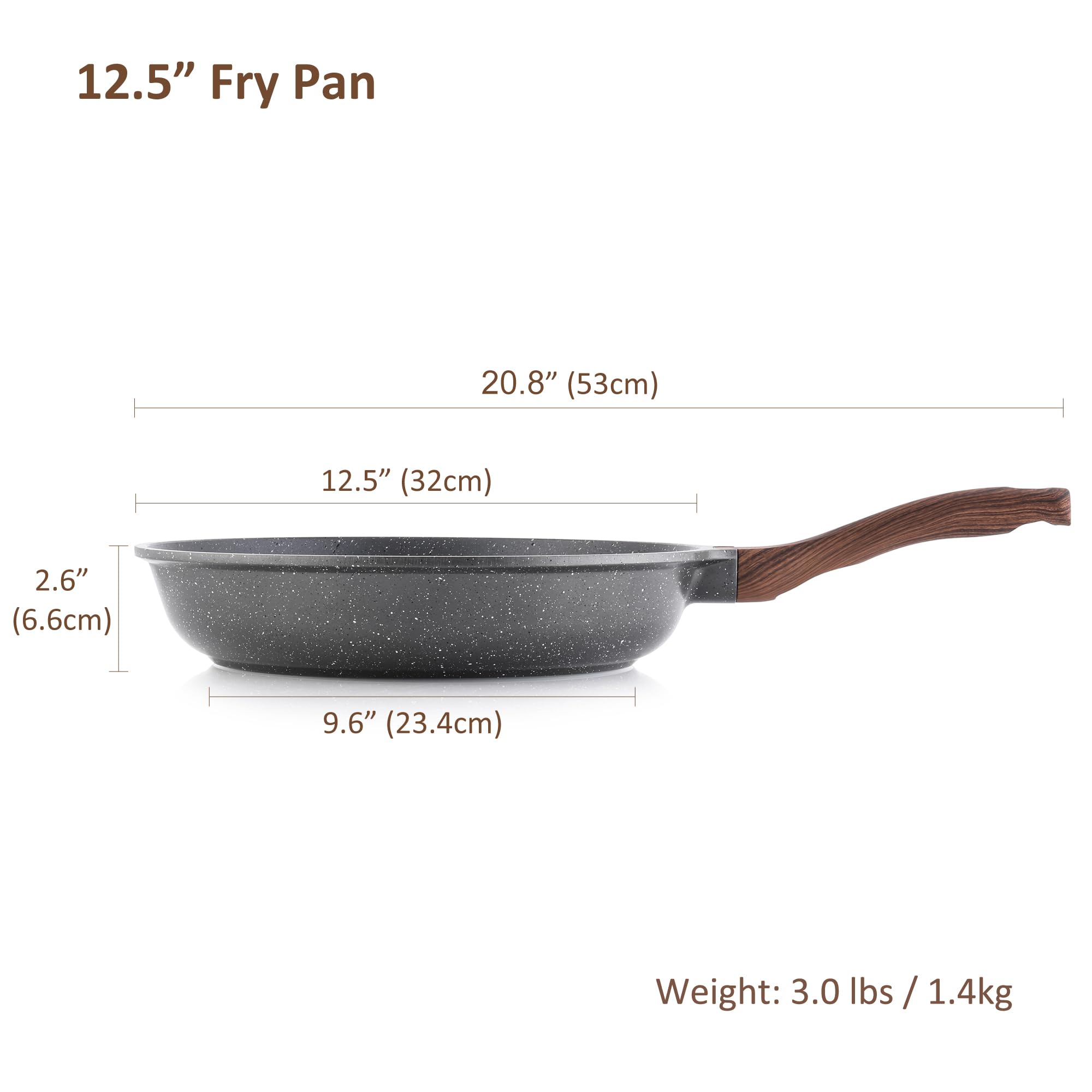 SENSARTE 12.5 Inch Nonstick Frying Pan Skillet, Swiss Granite Coating Omelette Pan, Healthy Stone Cookware, PFOA Free 🍁 All In One Marketplace Canada