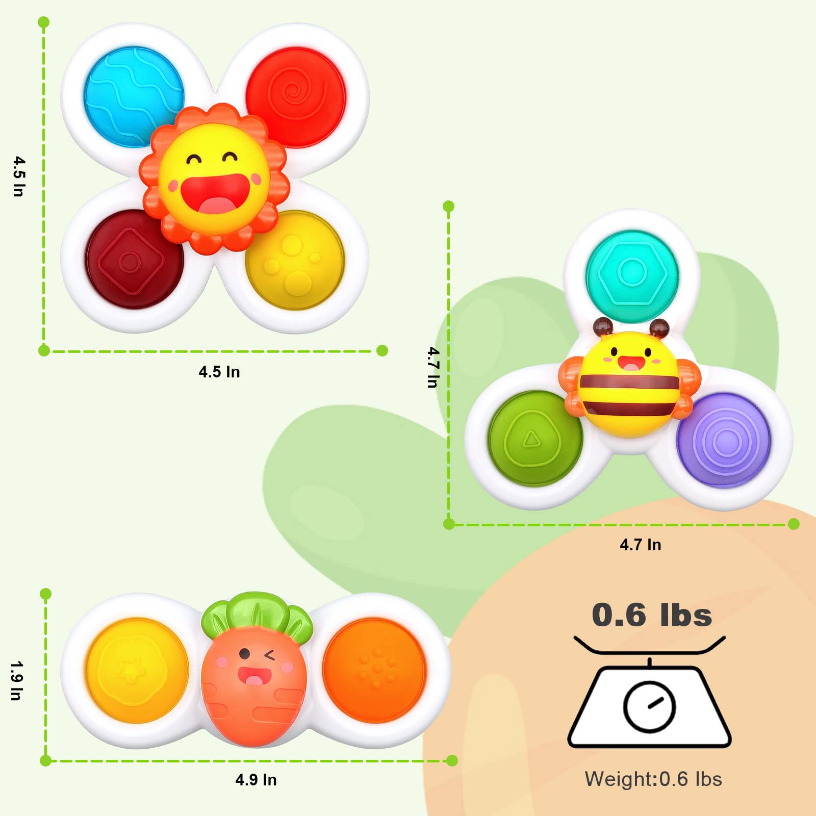 Suction Cup Spinner Toys for Baby, Baby Toys Sensory Toys Learning Toys for Toddlers 1-3, Baby Bath Toys for Babies 12-18 Months, 1 2 3 Year Old Girl Boy Gifts Idea (3 Pcs) 🍁 All In One Marketplace Canada