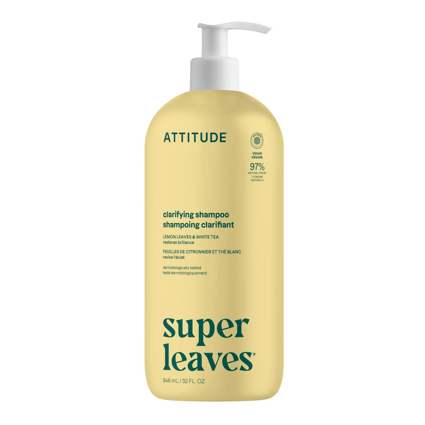 ATTITUDE Clarifying Hair Shampoo, EWG Verified, Restores Shine, Naturally Derived Ingredients, Vegan, Plant Based, Lemon Leaves & White Tea, 946 mL 🍁 All In One Marketplace Canada