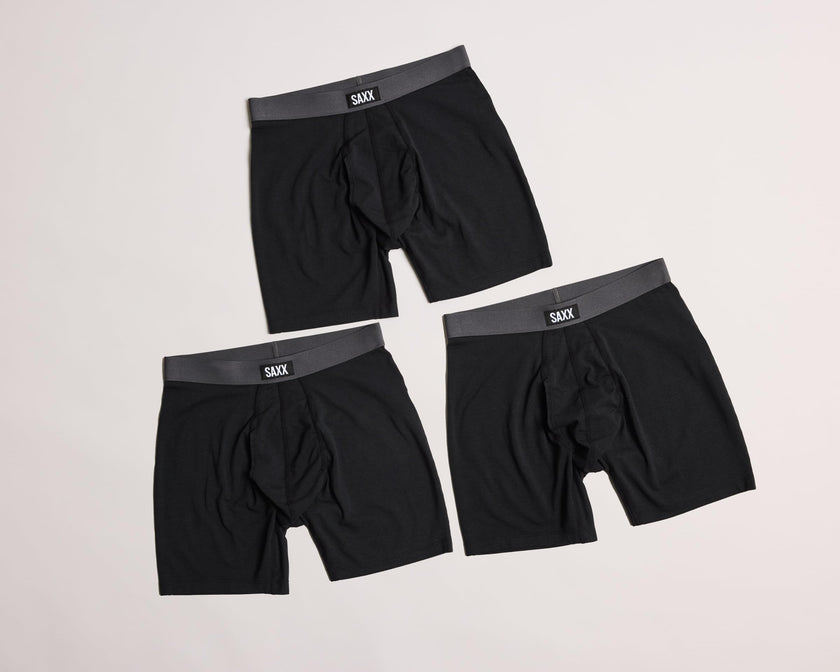 SAXX Underwear Co. Men's Core Cotton Boxer Brief Fly 3-Pack, Black/Graphite, Medium 🍁 All In One Marketplace Canada