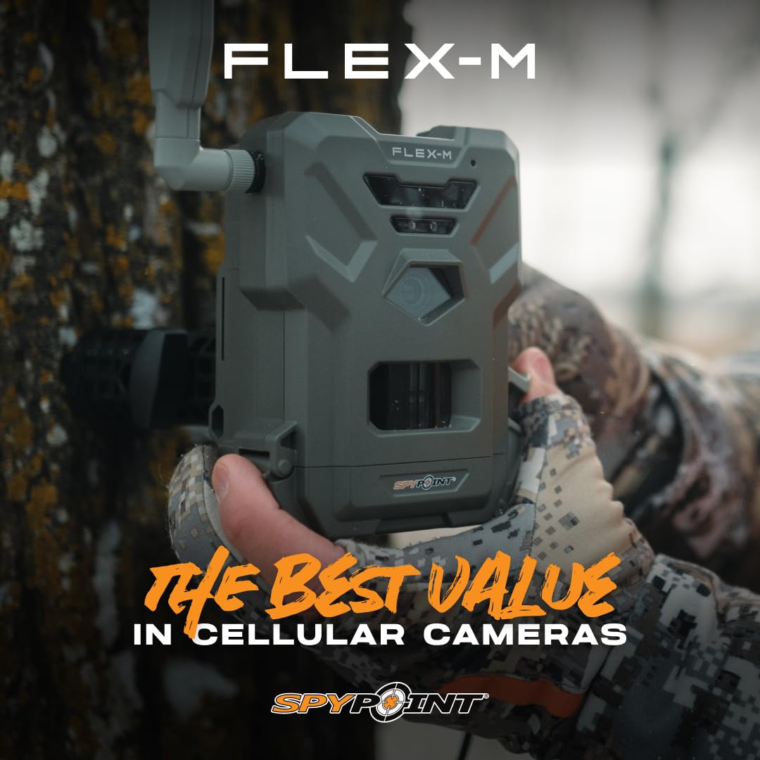 SPYPOINT Flex-M Cellular Trail Camera - Best Value in Hunting Accessories, No WiFi Needed & GPS-Enabled, Hunting Night Vision, IP65 Water-Resistant, 28MP Photos, 720p Videos + Sound (Pack of 1) 🍁 All In One Marketplace Canada