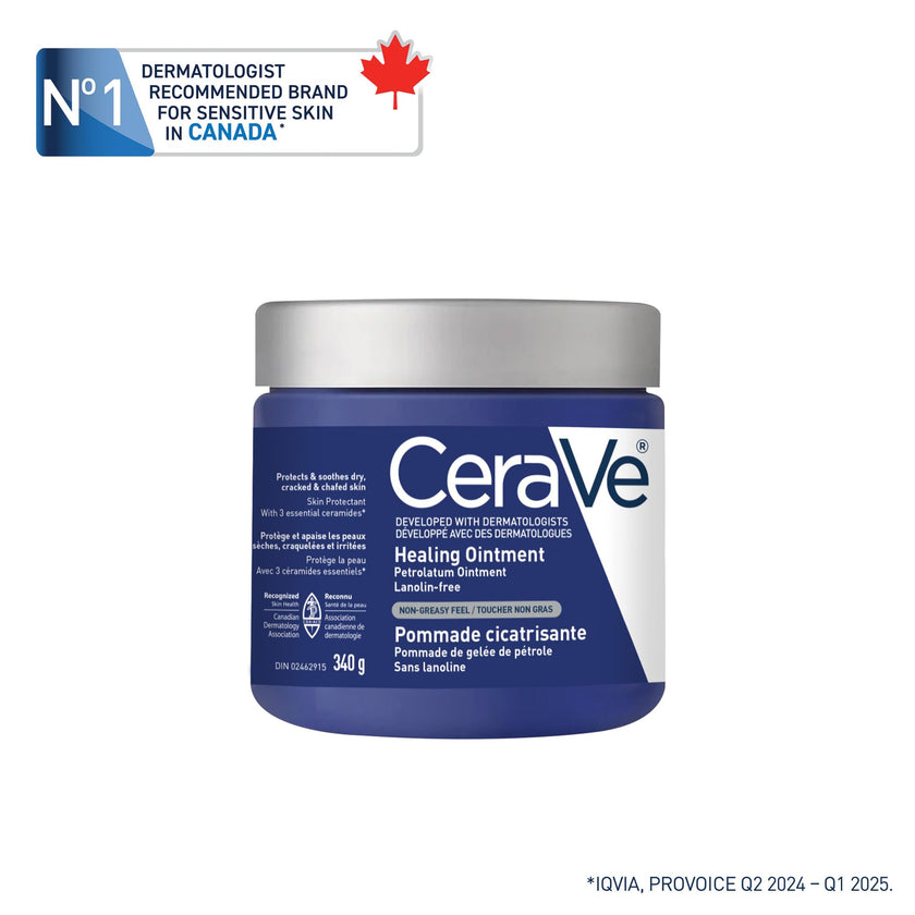 CeraVe Healing Ointment, Moisturizing Petrolatum Skin Protectant for Dry Skin with Hyaluronic Acid and Ceramides, Multi-Purpose Face, Body & Lip Balm, Lanolin-Free & Fragrance-Free, 340g 🍁 All In One Marketplace Canada