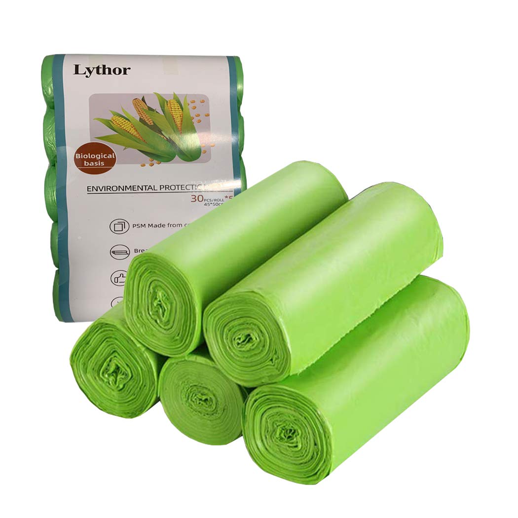 Compostable Garbage Bags, 10L (2.6 Gallon) – 150 Small Disposable Bags, PSM Starch-Based, Green – for Kitchen, Bathroom, Bedroom, Office 🍁 All In One Marketplace Canada