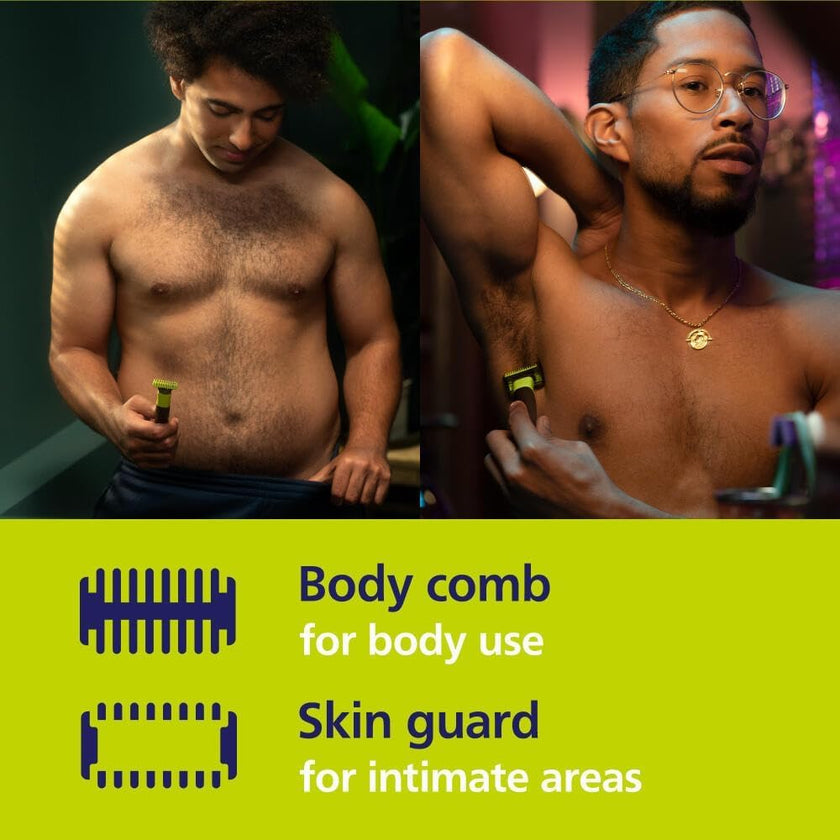 Philips OneBlade 360 with Connectivity Hybrid Face + Body, Electric Shaver, Beard Trimmer and Body Groomer, 360 Blade Tech, 1x360 Blade for Face, 5in1 Adjustable Comb, Body Kit, Travel Case, QP4631/65 🍁 All In One Marketplace Canada
