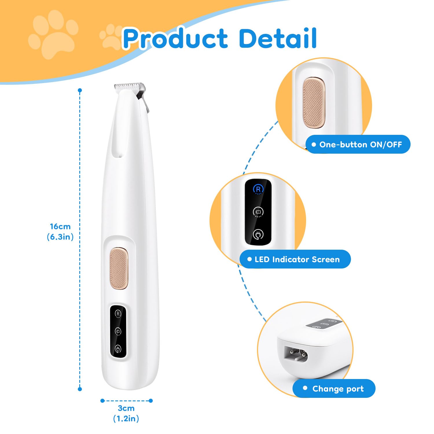 Mcbazel Cordless Dog Paw Trimmer with LED Light, Quiet Precision Pet Grooming Kit for Dogs and Cats, Electric Hair Clipper Pet Shaver for Paws, Face, Ears and Sensitive Areas 🍁 All In One Marketplace Canada