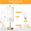 Fenmzee Bedside Table Lamp for Bedroom - 3 Way Dimmable Touch Lamp USB C Charging Ports and AC Outlet, Small Lamp Wood Base Round Flaxen Fabric Shade for Living Room, Desk, LED Bulb Included 🍁 All In One Marketplace Canada