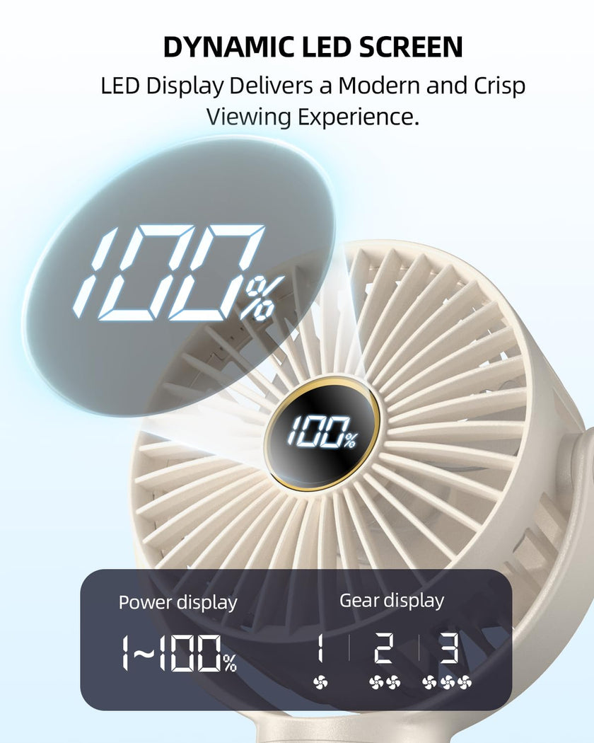 Stroller Fan, Portable Fan, Battery Powered Baby Clip On Fans, 3 Speeds Personal Cooling Fan with Rotatable Handheld for Car Seat Crib Bike Treadmill, Beige-white 🍁 All In One Marketplace Canada