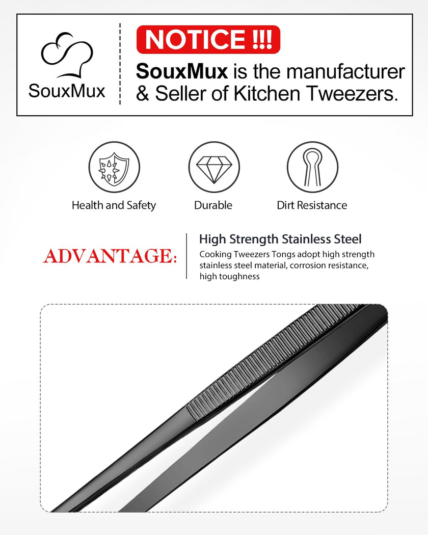 2 Pcs 12-inch Cooking Tweezers Tongs Precision Serrated Tips, Stainless Steel Professional Chef Tweezer Kitchen Tools for BBQ, Plating and Serving 🍁 All In One Marketplace Canada