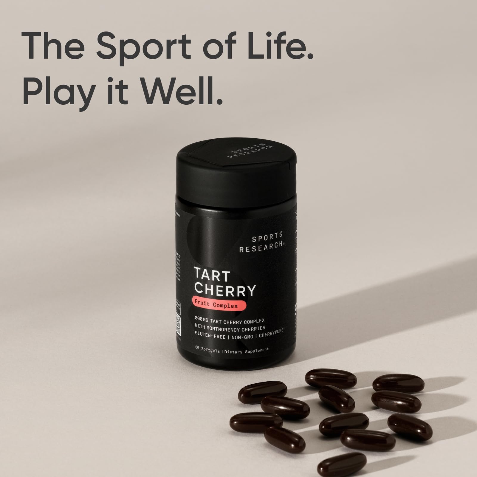 Sports Research® Tart Cherry Concentrate - Made from Organic Montmorency Tart Cherries - Fruit Complex - Non-GMO & Gluten Free Formula - 60 Liquid Softgels for Daily Use 🍁 All In One Marketplace Canada