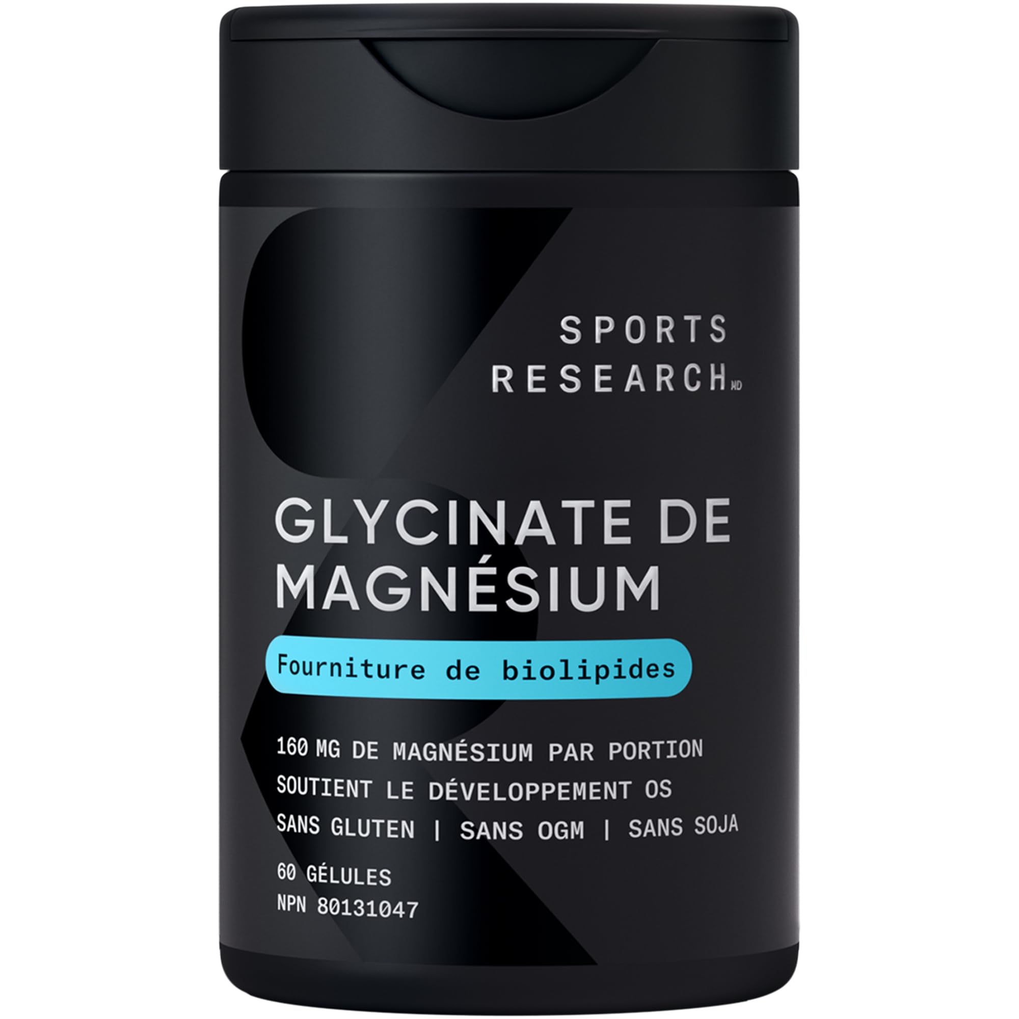 Sports Research® Magnesium Glycinate - Supports Bone Development & Muscle Function | 160mg of Chelated Elemental Magnesium w/Coconut MCT Oil | Non-GMO, Gluten & Soy Free - Liquid Softgels | 60 Count 🍁 All In One Marketplace Canada