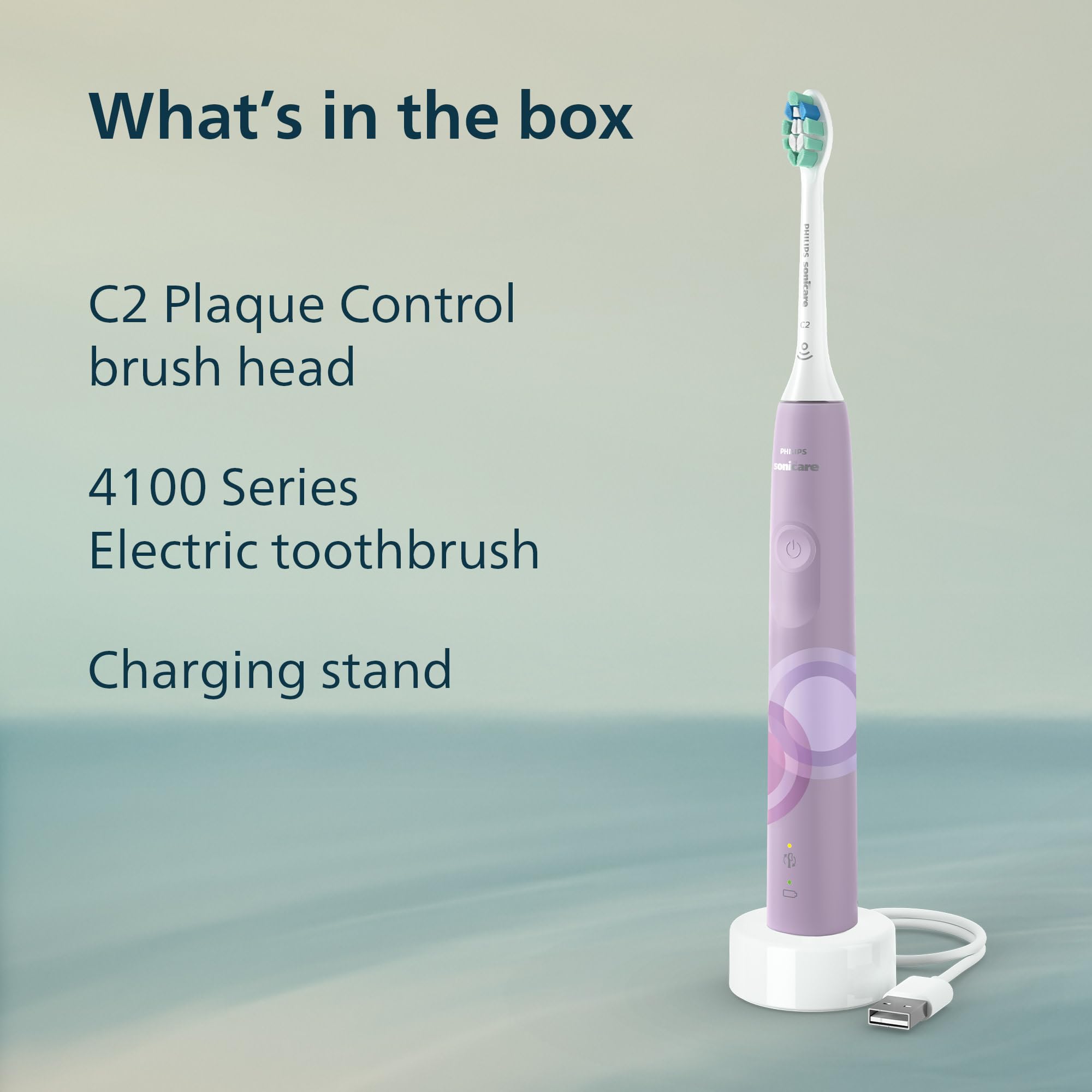 Philips Sonicare 4100 Electric Toothbrush, Sonic Toothbrush with Two Intensity Levels, Pressure Sensor and Timer, Lush Lilac Prismatic, Model HX3689/24 🍁 All In One Marketplace Canada