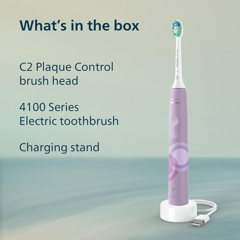 Philips Sonicare 4100 Electric Toothbrush, Sonic Toothbrush with Two Intensity Levels, Pressure Sensor and Timer, Lush Lilac Prismatic, Model HX3689/24 🍁 All In One Marketplace Canada