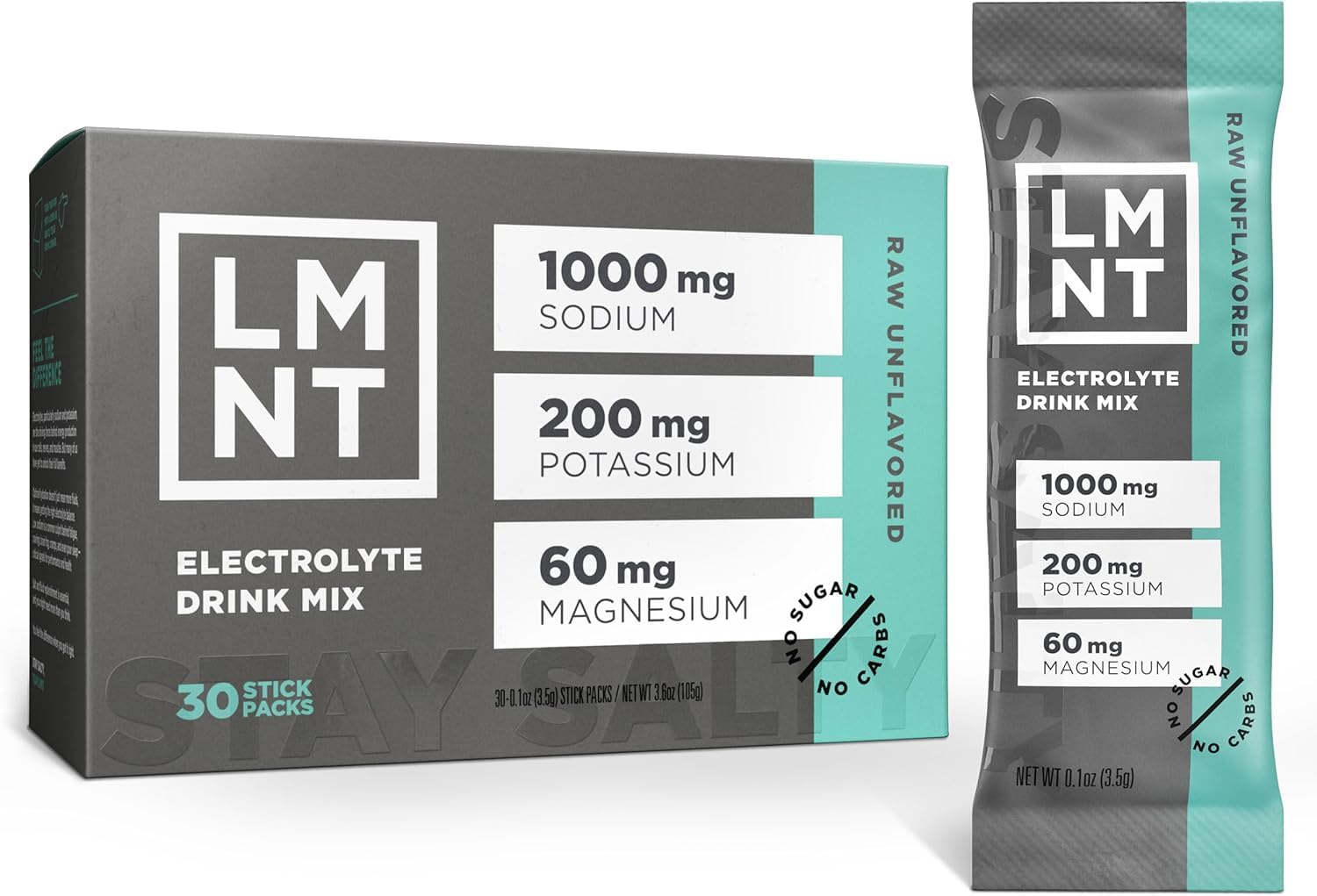LMNT Keto Electrolyte Powder Packets | Paleo Hydration Powder | No Sugar, No Artificial Ingredients | Raw Unflavored | 30 Stick Packs 🍁 All In One Marketplace Canada
