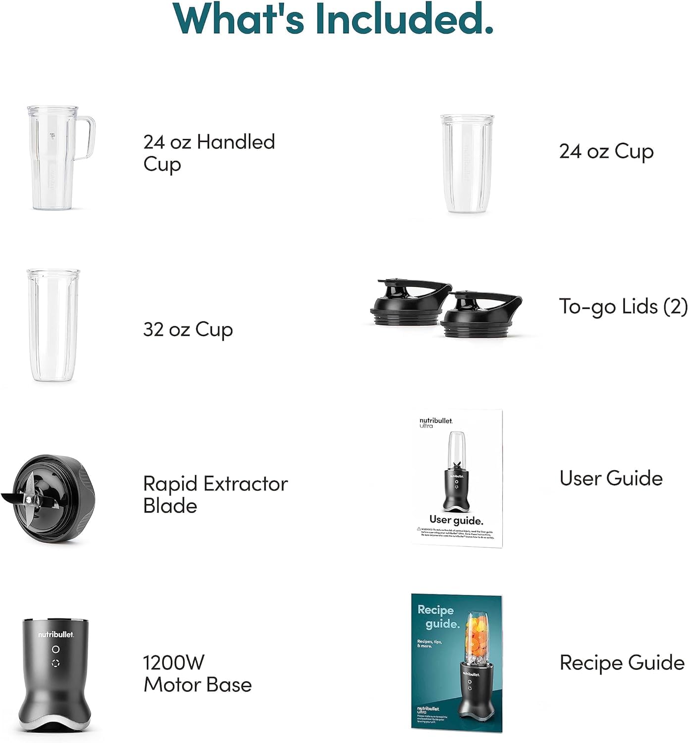 nutribullet Ultra 1200W Personal Blender for Smoothies Shakes & Protein - Quietest Single Serve Blender with Titanium Coated Blades, 3 BPA-Free Cups (32oz + 24oz), To-Go Lids, Dishwasher Safe 🍁 All In One Marketplace Canada