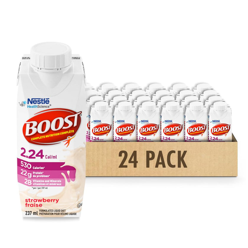 BOOST 2.24 Cal/mL, Complete Nutrition Drink For Adults, Strawberry, 530 Calories/Serving, 22g Protein, Ready-to-Drink, Vitamins, Minerals, 24 TetraPaks 🍁 All In One Marketplace Canada