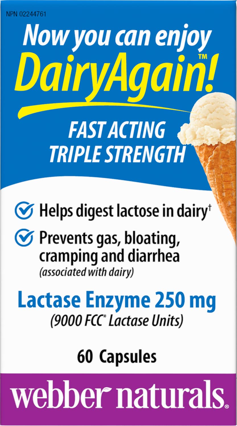 Webber Naturals Dairy Again Lactase Enzyme, 60 Capsules 🍁 All In One Marketplace Canada