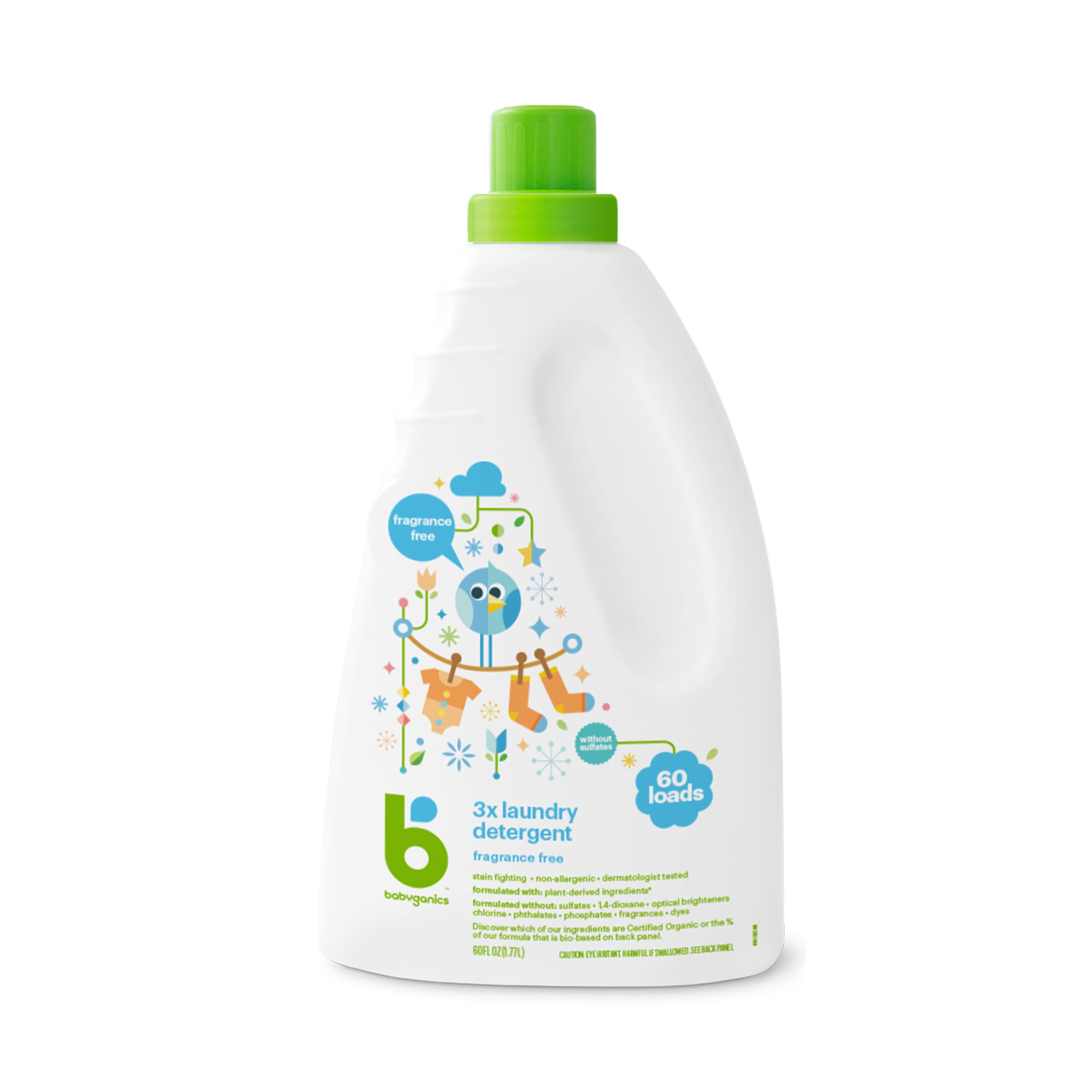 Babyganics Fragrance-Free Baby Laundry Detergent, Simple Ingredients for Gentle Care, Formulated for Delicate Fabrics & Skin, Dye Free, 1.77 Liter, Packaging May Vary 🍁 All In One Marketplace Canada