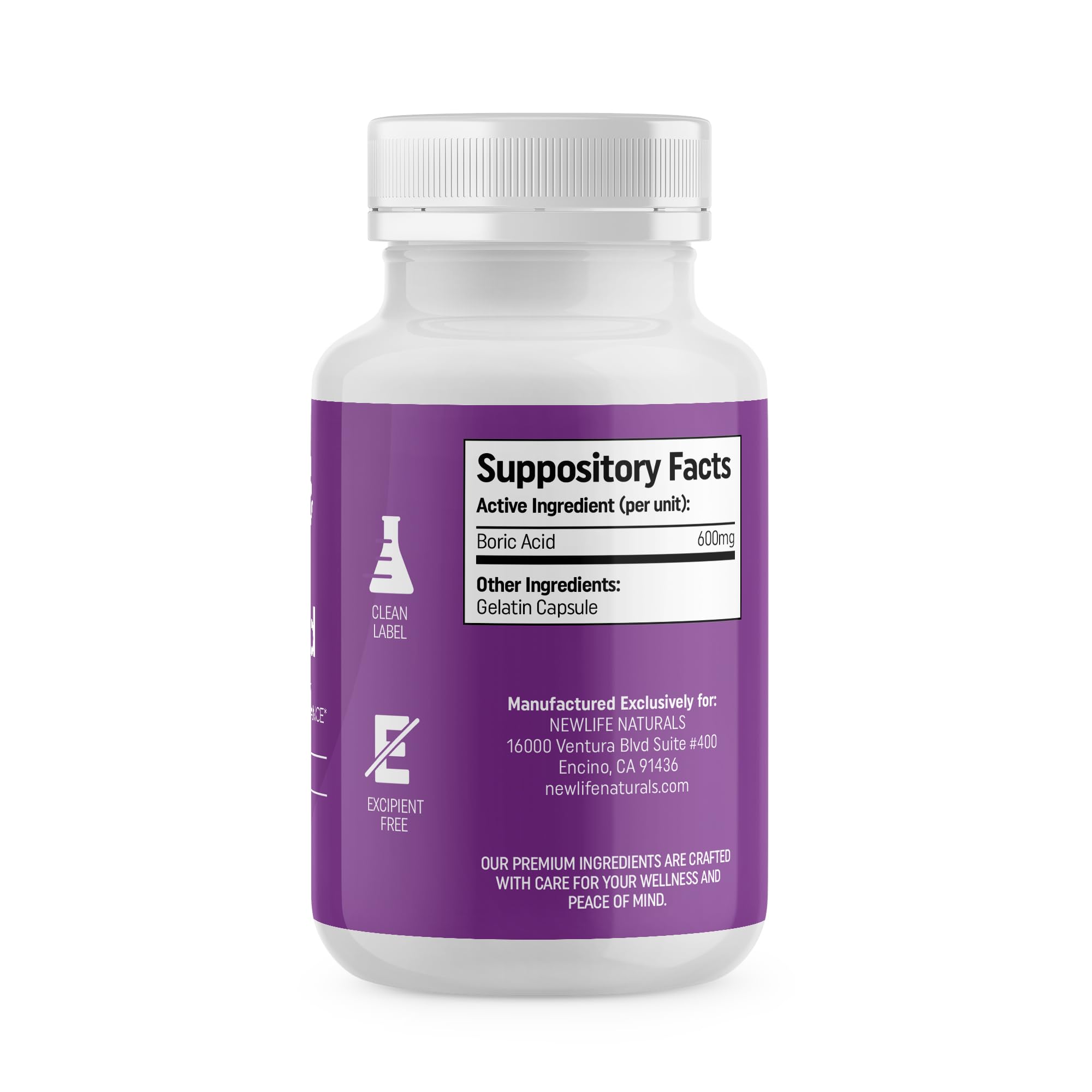 NewLife Naturals - Medical Grade Boric Acid Vaginal Suppositories - 600mg - 100% Pure Womens pH Balance Pills - Yeast Infection & Bacterial Vaginosis - 30 Capsules: Made in USA 🍁 All In One Marketplace Canada