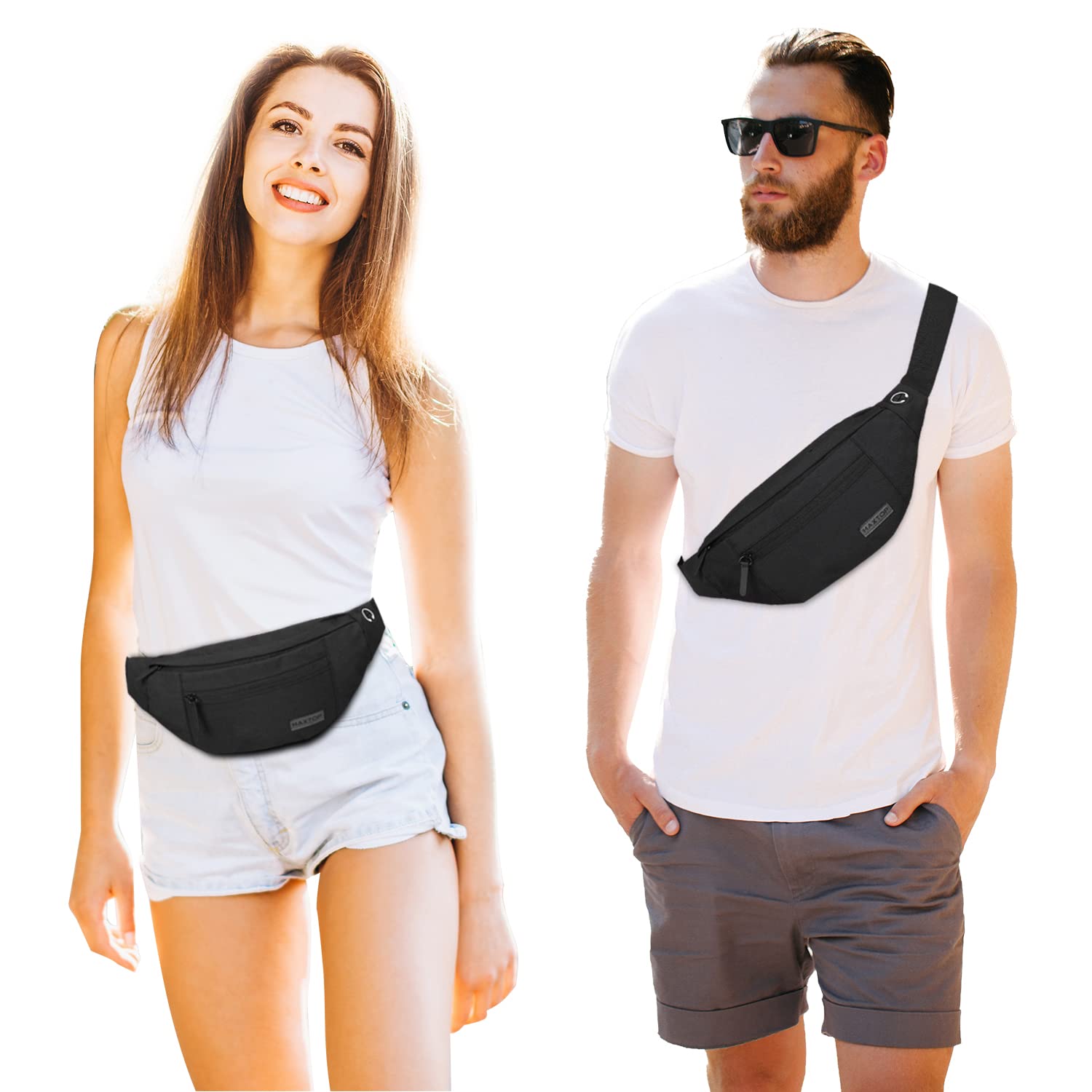 MAXTOP Large Fanny Pack for Women Men with 4-Zipper Pockets Gifts for Enjoy Festival Sports Workout Traveling Running Casual Hands-Free Water-Resistant Sling Waist Pack Bag Carrying of Phones 🍁 All In One Marketplace Canada