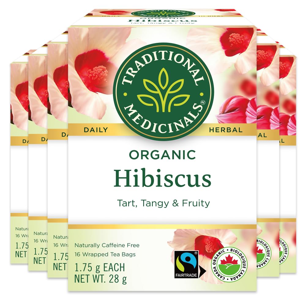 Traditional Medicinals - Organic Hibiscus Herbal Tea (Pack of 6) - Fair Trade Ingredients - Tart, Tangy and Fruity - 96 Tea Bags Total 🍁 All In One Marketplace Canada