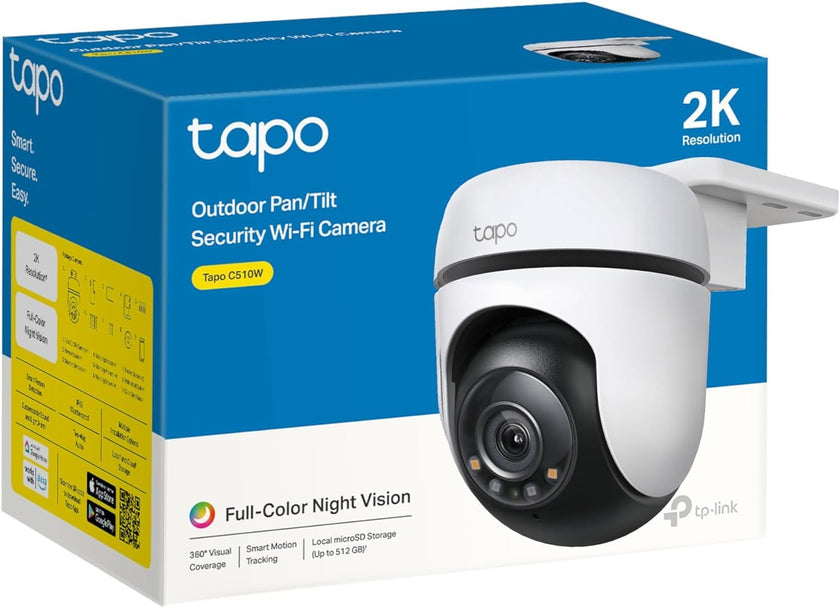 Tapo 2K 3MP QHD Pan/Tilt Outdoor Wired Security Wi-Fi Camera, 360° Visual Coverage, Full-Color Night Vision Up to 98ft, Smart Motion Tracking, Person Detection,Physical Privacy Mode(Tapo C510W) 🍁 All In One Marketplace Canada