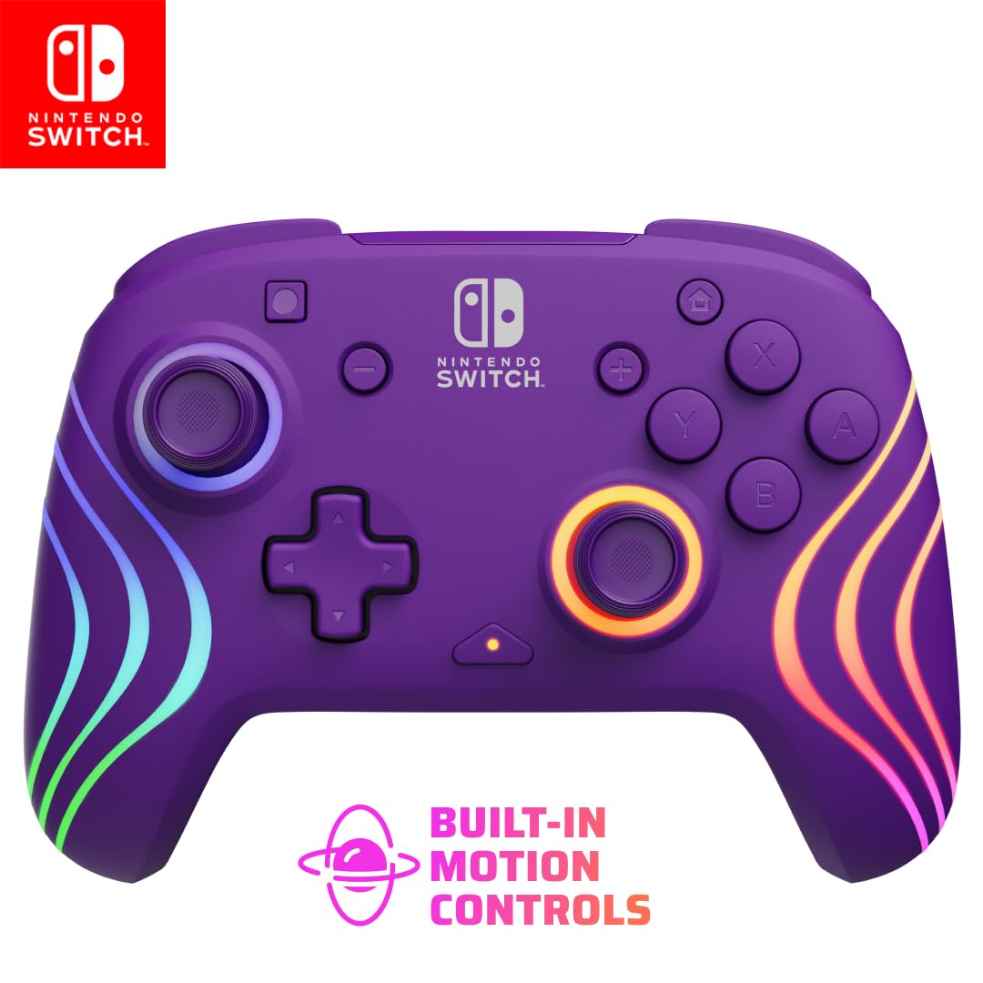 PDP Afterglow Wave Wireless RGB Gaming Controller - Nintendo Switch/Switch Lite/Switch - OLED Model, Nintendo Switch 2, LED Lighting, Rechargeable Battery - Purple 🍁 All In One Marketplace Canada