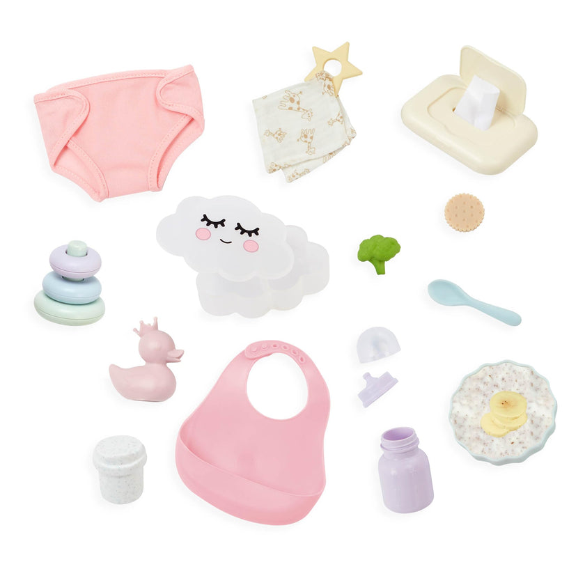 LullaBaby Baby Doll Accessories Meal Time and Changing Set, 19 Pc 🍁 All In One Marketplace Canada