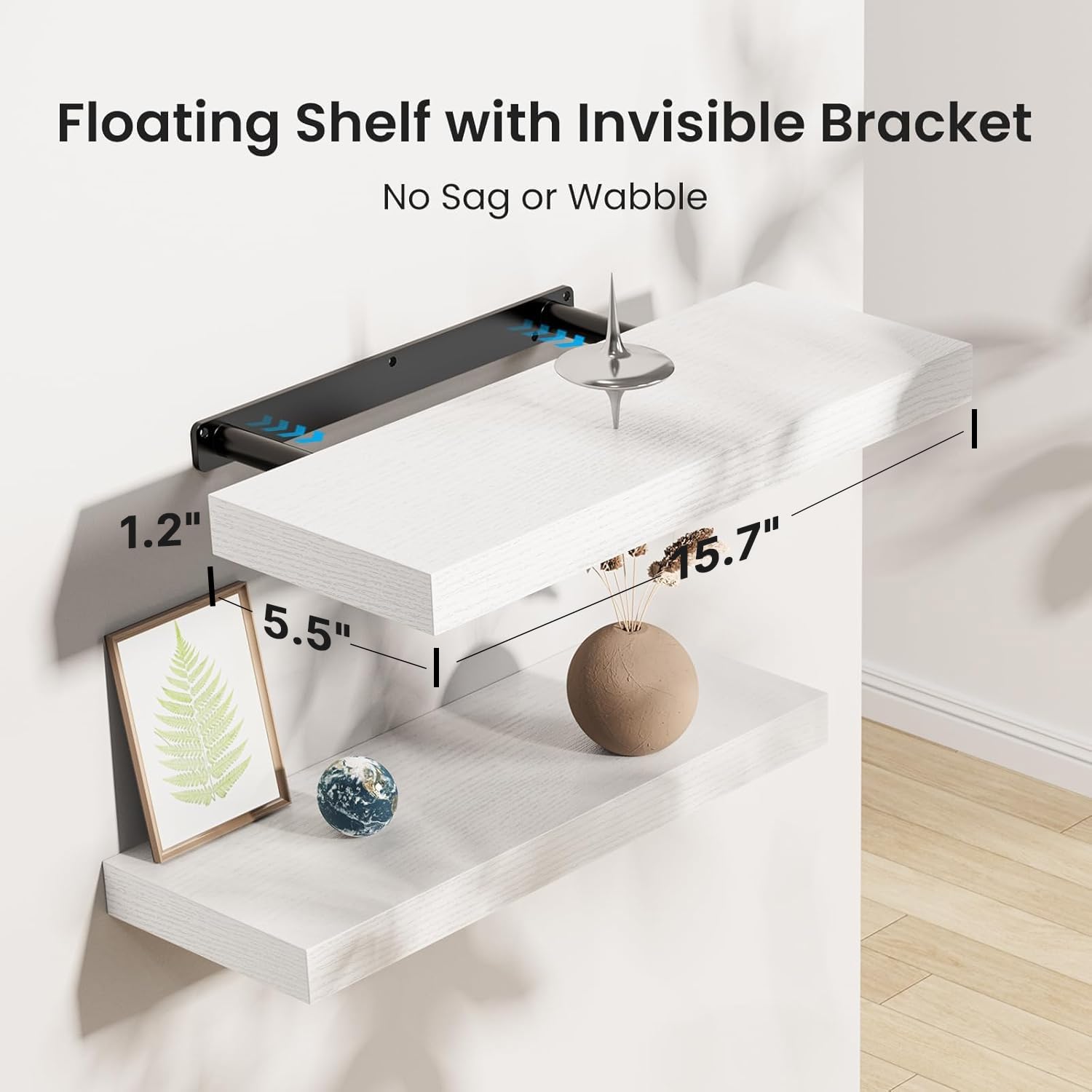 AMADA HOMEFURNISHING Floating Shelves, Wall Shelves for Bathroom/Living Room/Bedroom/Kitchen Decor, White Shelves with Invisible Brackets Set of 3 - AMFS08 🍁 All In One Marketplace Canada