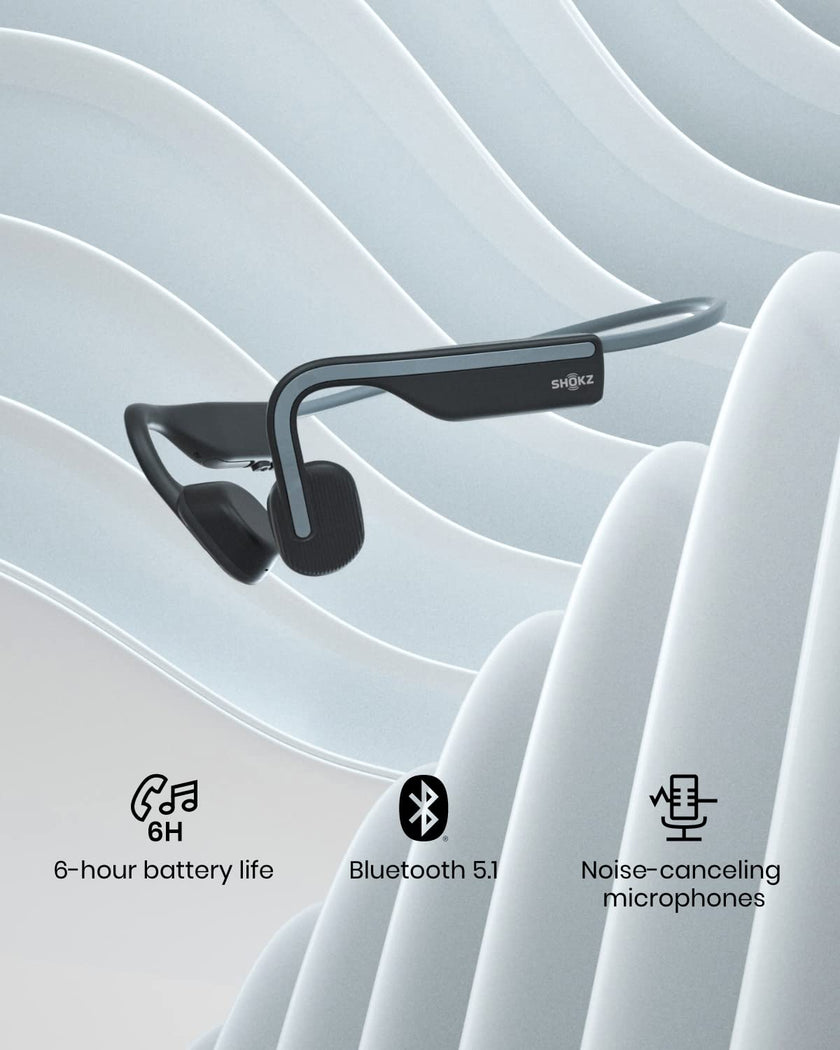 Shokz (AfterShokz) OpenMove - Open-Ear Bluetooth Sport Headphones - Bone Conduction Wireless Earphones - Sweatproof for Running and Workouts, with Sticker Pack (Grey) 🍁 All In One Marketplace Canada