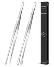2 Pcs 12-inch Cooking Tweezers Tongs Precision Serrated Tips, Stainless Steel Professional Chef Tweezer Kitchen Tools for BBQ, Plating and Serving 🍁 All In One Marketplace Canada