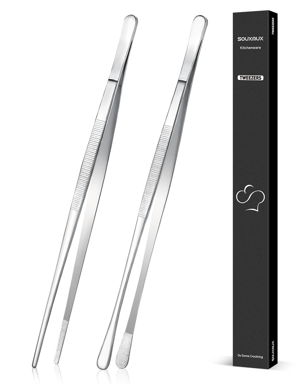 2 Pcs 12-inch Cooking Tweezers Tongs Precision Serrated Tips, Stainless Steel Professional Chef Tweezer Kitchen Tools for BBQ, Plating and Serving 🍁 All In One Marketplace Canada