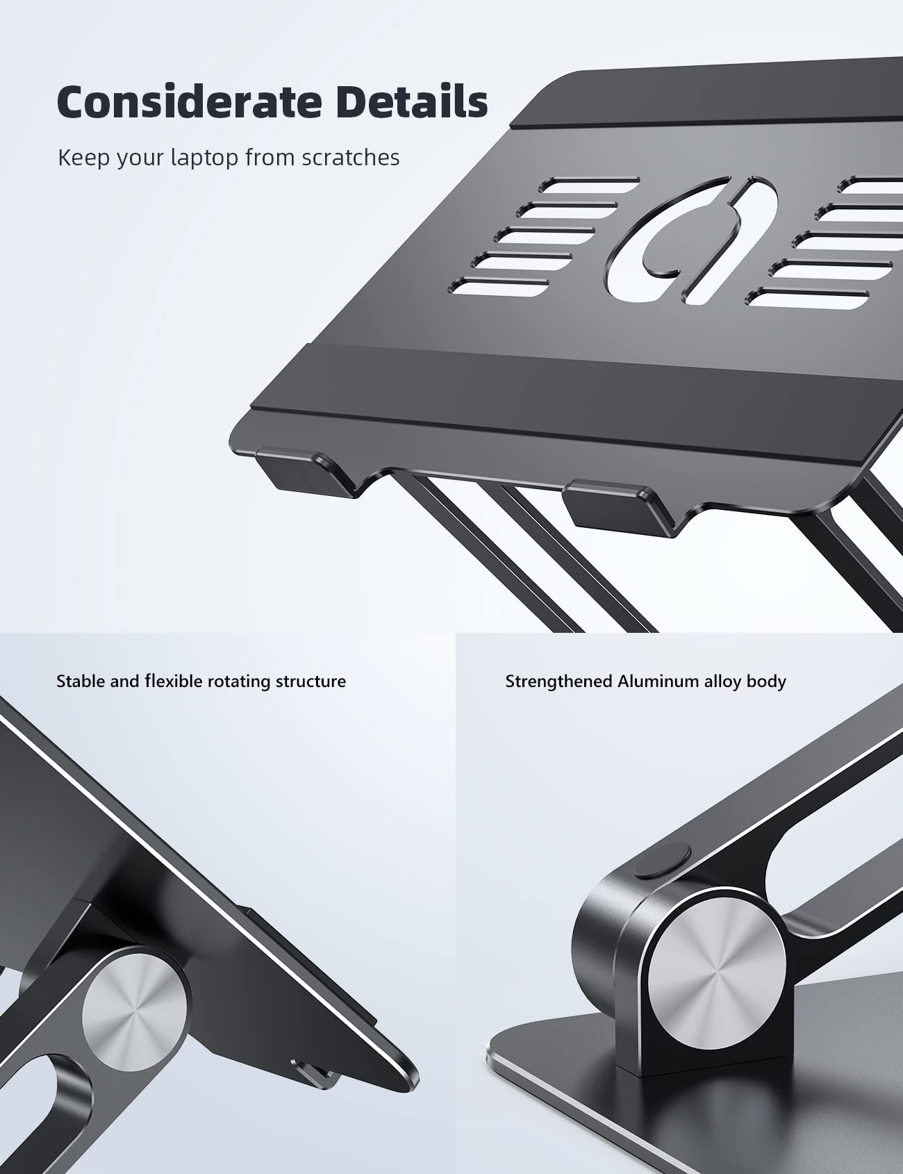 Lamicall Adjustable Laptop Stand, Portable Laptop Riser, Aluminum Laptop Stand for Desk Foldable, Ergonomic Computer Notebook Stand Holder Gift for MacBook Air Pro, More 10-17.3