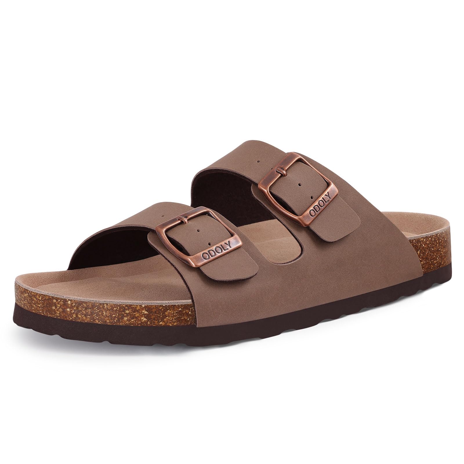 ODOLY Women Cork Footbed Slide Sandal, Arch Support Summer Outdoor Sandals with Adjustable Buckle for Women and Men, Brown 39 (8-8.5 Women/6.5-7 Men) 🍁 All In One Marketplace Canada