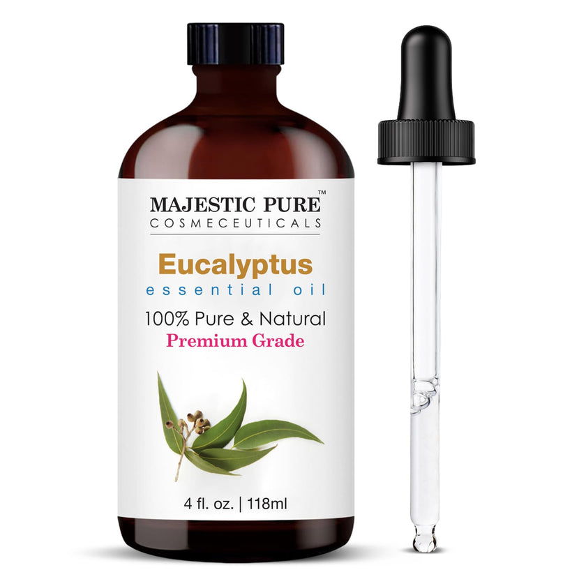 Majestic Pure Eucalyptus Essential Oil - Huge 118 ml - 100% Pure and Natural Oil for Soap Making Scent- Premium Grade with Glass Dropper 🍁 All In One Marketplace Canada