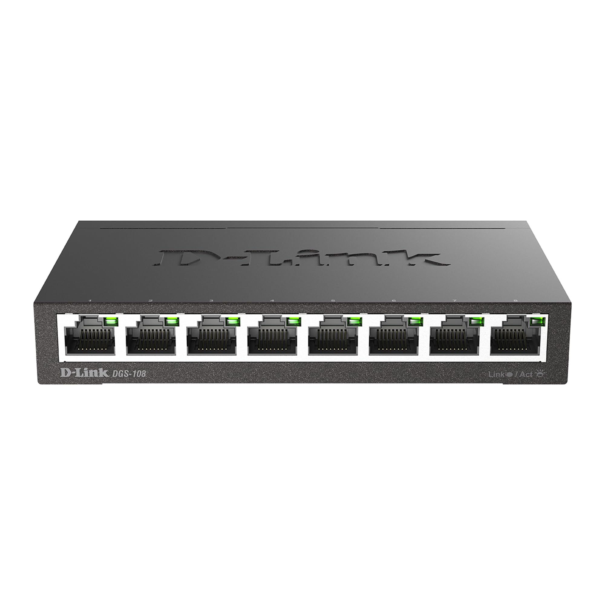 D-Link DGS-108, 8 Port Gigabit Ethernet Switch Unmanaged, Network Splitter, Silent Fanless, Network Hub, Sturdy Metal with Shielded Ports, Compact Desktop/Wall Mount, QoS, Energy Saving, Plug and Play 🍁 All In One Marketplace Canada