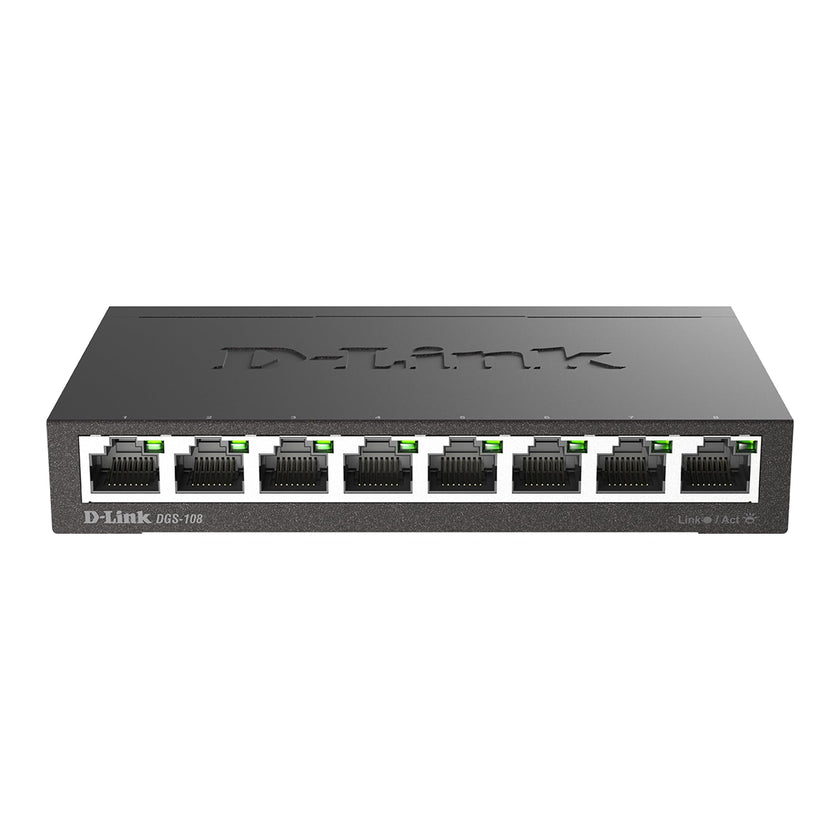 D-Link DGS-108, 8 Port Gigabit Ethernet Switch Unmanaged, Network Splitter, Silent Fanless, Network Hub, Sturdy Metal with Shielded Ports, Compact Desktop/Wall Mount, QoS, Energy Saving, Plug and Play 🍁 All In One Marketplace Canada