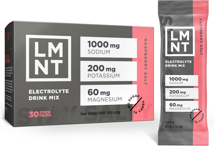 LMNT Keto Electrolyte Powder Packets | Paleo Hydration Powder | No Sugar, No Artificial Ingredients | Raspberry Salt | 30 Stick Packs 🍁 All In One Marketplace Canada