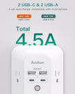 2 Pack USB Wall Charger Surge Protector, Multi Plug Outlet with 5 Outlet Extender and 4 USB Charging Ports (2 USB C Outlet) 3 Sided 1800J Power Bar for Home Travel Office 🍁 All In One Marketplace Canada