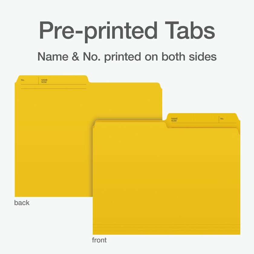 Pendaflex Colour File Folders, 1/2 Cut Tab, Letter, Yellow, 100/Box 🍁 All In One Marketplace Canada
