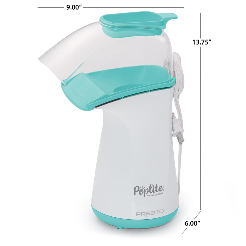 Presto 04869 Poplite Hot Air Popcorn Popper - Built-In Measuring Cup + Melts Butter, Easy to Clean, Built-In Cord Wrap, 18 Cups, Aqua/White 🍁 All In One Marketplace Canada