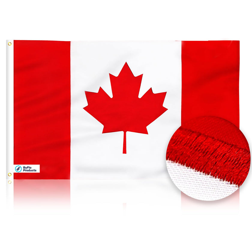ByFloProducts Premium Canada Flag - Canadian Flags 3x5 Feet Outdoor Heavy Duty - Durable Nylon, Embroidered Maple Leaf, Quadruple Stitched, Vivid Colors 🍁 All In One Marketplace Canada
