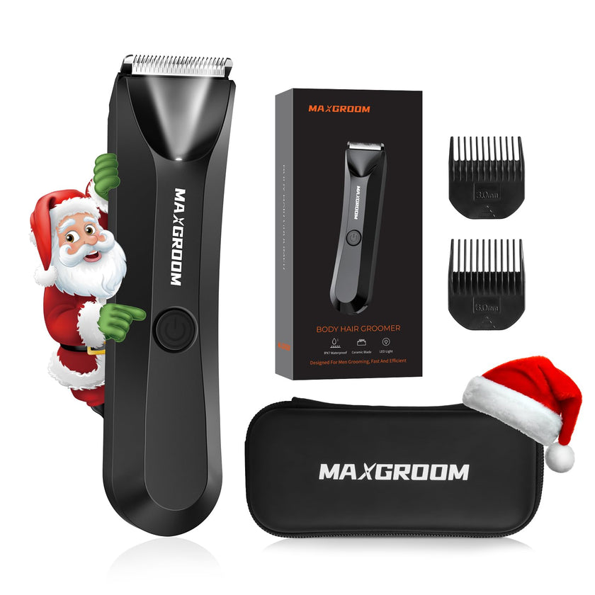MAXGROOM Manscape Body Hair Trimmer for Men, Waterproof Pubic Hair Trimmer, Electric Razor Men with LED Light, 3mm & 6mm Guide Comb and Travel Pouch 🍁 All In One Marketplace Canada