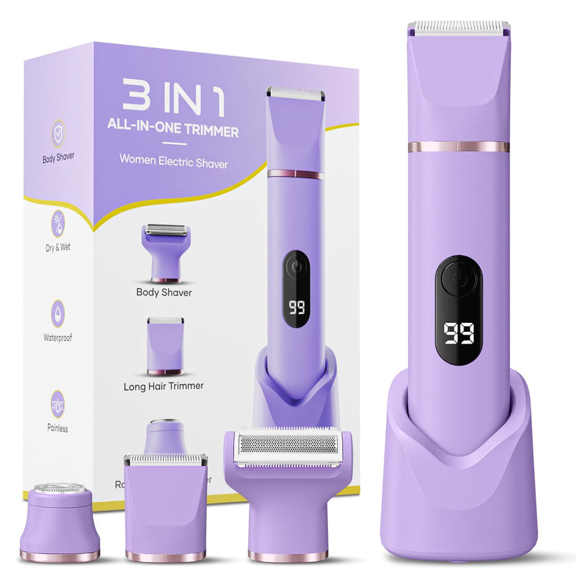 Electric Bikini Trimmer for Women - Tiovara Painless Electric Shaver,Cordless Electric Razors IPX7 Waterproof Pubic Hair Removal with USB Charge Dock for Bikini Underarm Leg Arm Body Face Silk Skin 🍁 All In One Marketplace Canada