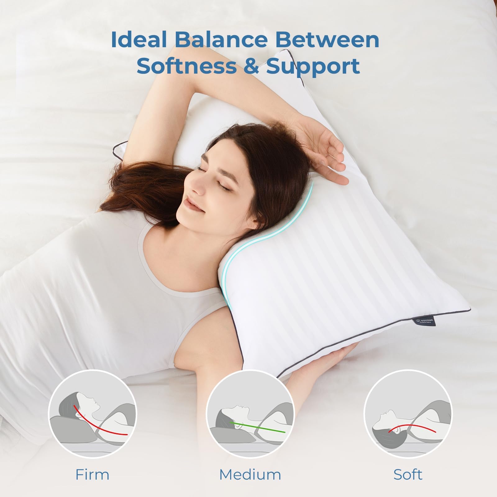 Pillows Standard Size Set of 4 - Bed Pillows for Sleeping 4 Pack, Cooling Supportive Hotel Pillows with Premium Soft Down Alternative Fill for Side Stomach and Back Sleepers 🍁 All In One Marketplace Canada