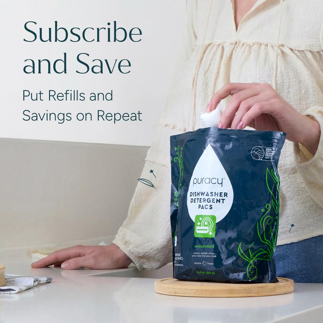 Puracy Dishwasher Pods, Natural Dishwasher Detergent, Free & Clear Dish tabs - Enzyme-Powered, Spot & Residue Free - TikTok Trend Items, Must Haves from TikTok Made Me Buy It (Free & Clear, 50 Count) 🍁 All In One Marketplace Canada