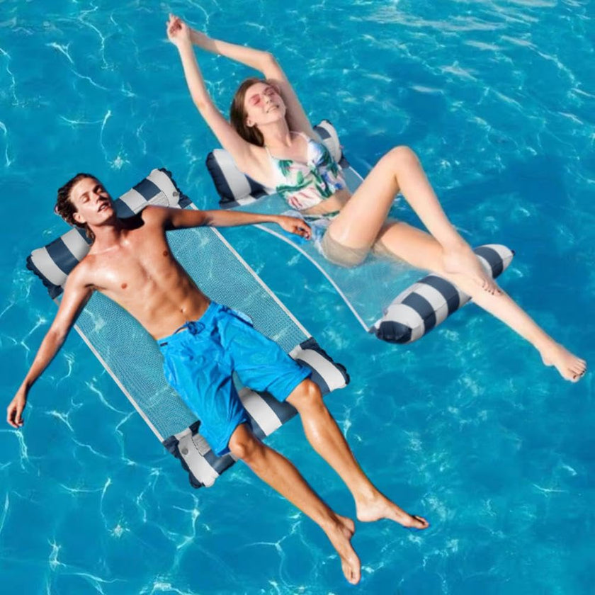 Meegoo Pool Floaties for Adults, 2 Pack Inflatable Water Hammock with Bottom Mesh, Fun Swimming Pool Float Chair, Beach Essentials for Vacation Travel, Heavy Duty Lake Inflatable Lounger Rest 🍁 All In One Marketplace Canada