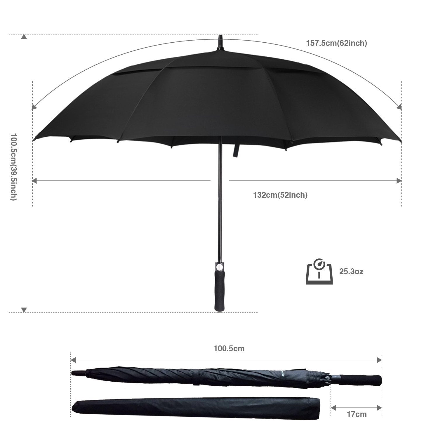 ACEIken Golf Umbrella Windproof Large 62 Inch, Double Canopy Vented, Automatic Open, Extra Large Oversized,Sun Protection Ultra Rain & Wind Resistant Stick Umbrellas, Black 🍁 All In One Marketplace Canada
